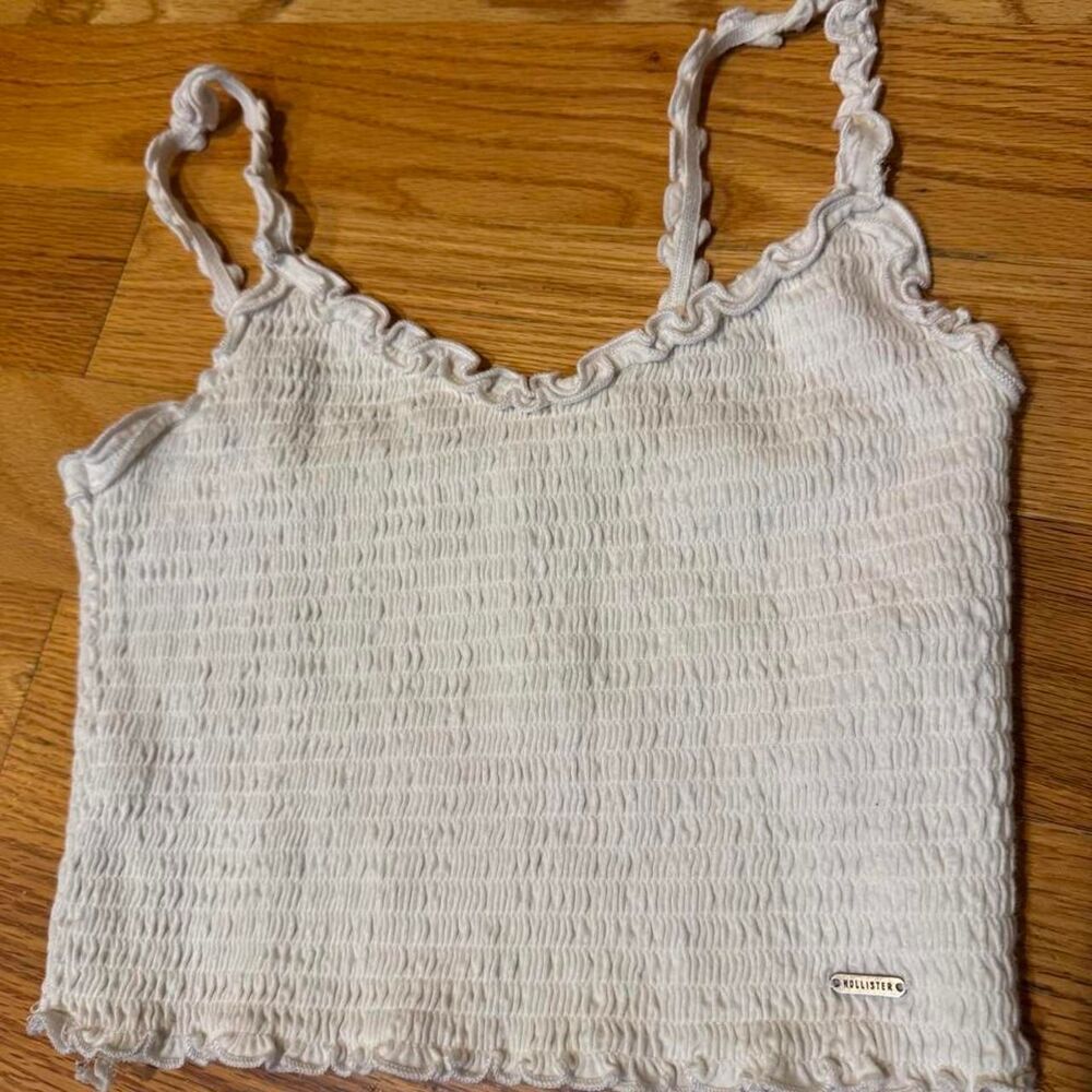 Hollister White Smocked Crop Cami